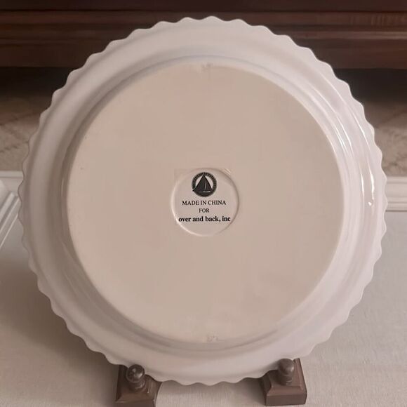 Over and Back, Inc. white ceramic apple pie plate NWOT - Picture 2 of 4